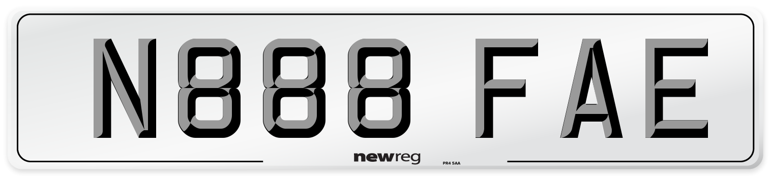 N888 FAE Number Plate from New Reg